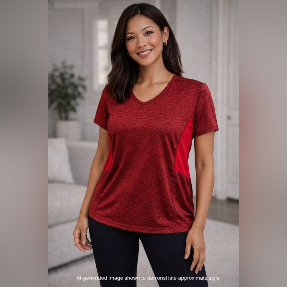 Burgundy Athletic Tee | V-Neck | Short Sleeve | Size L